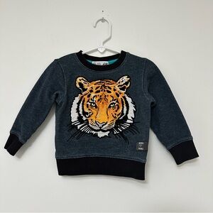 H&M and WWF Collaboration Kids Sweatshirt with Tiger Graphic - Dark Gray 18-24 m